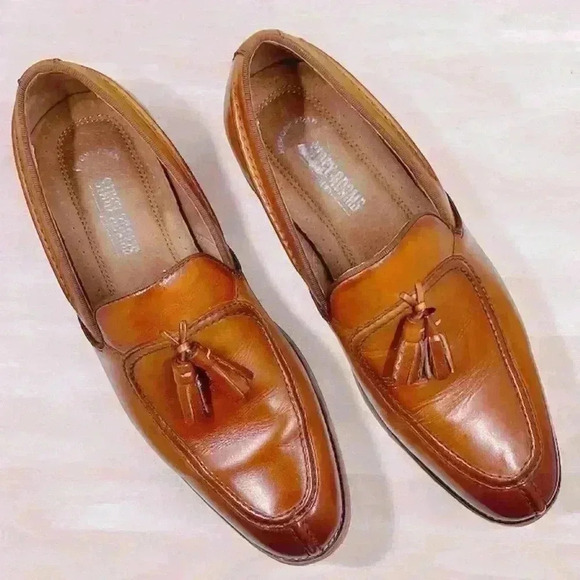 Stacy Adams Donovan Leather Tassel Loafer Memory Foam Cognac SZ 10 - Picture 4 of 16